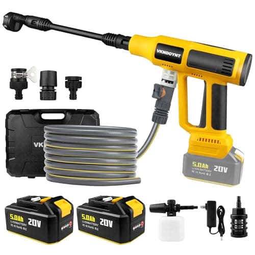 Cordless Pressure Washer with Faucet & Garden Hose Connector, 2 X 5.0AH Batteries, 2000PSI MAX Portable Pressure Washer with Brushless Motor, 4 Speed Adjustment LCD Touch Screen, 6-in-1 Nozzle