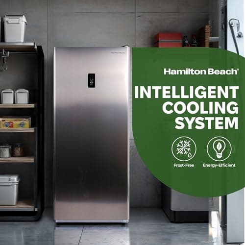 Hamilton Beach HBFRF1495 14 cu ft Upright Convertible Fridge/Freezer-Frost Free-Removable Glass Shelves-LED Interior Light, Stainless 6