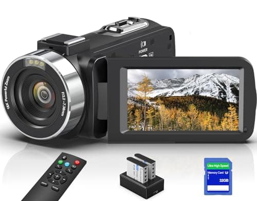 8K Video Camera Camcorder, 64MP IR Night Vision Vlogging Camera, 18X Zoom WiFi Digital Touch Screen Camcorder for YouTube with 32G SD Card, Remote Control, Mic, Charging Cradle, and Two Batteries