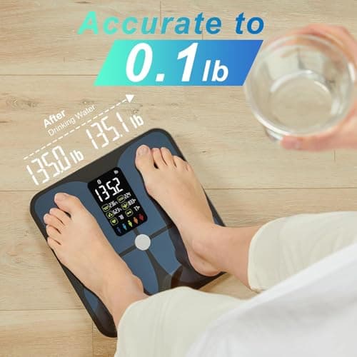 Lepulse Scale for Body Weight, Smart Digital Bathroom Weight Scale with BMI Muscle Mass 20 Body Composition Metrics,4.68"Large Display Body Fat Scales, Heart Rate, Accurate Bluetooth Weighing with App 5