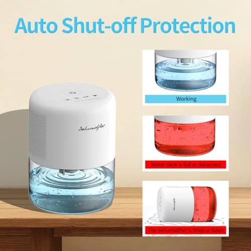 NeedDuck Dehumidifier for Home Small Quiet Dehumidifiers for 44OZ Water Tank Auto Defrost and Shutoff 10 Colors Light 4 Timer Options 3 Modes Portable Dehumidifiers for Bedroom Bathroom Closet RV 5