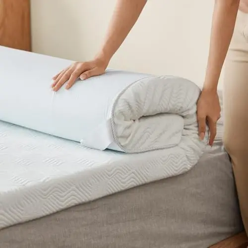 LINSY 3 Inch Twin XL Size Mattress Topper, Gel Memory Foam Bed Topper XLong Twin with Removable Cover, Adjustable Straps & Non-Slip Bottom for Enhanced Support