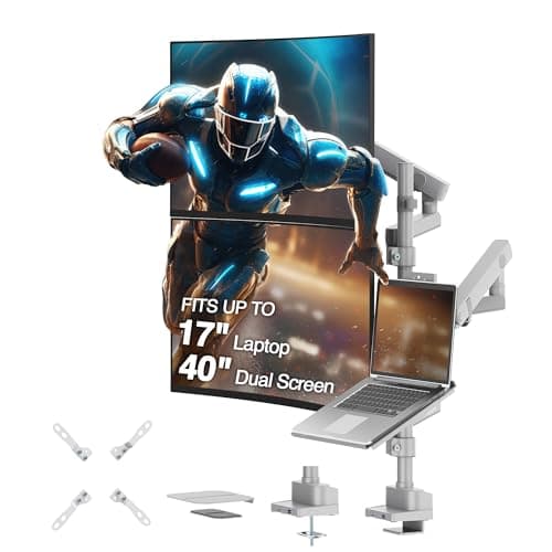 AVLT Laptop & Dual 40 Inch Stacking Monitor Arm Pole Top Mount with USB-C USB-A Ports-Gray, Supports 26.4 lbs (12kg), Ultrawide Screen Fit, VESA Compatible, Multi-Screen, Ergonomic Workspace Upgrade