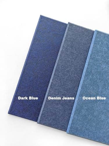 DECORITA Blue Felt Bulletin Board 47"x35" | Large Cork Bulletin Board Alternative for Office, Home & Classroom | Felt Wall Tiles (12-Pack) | Blue Classroom Decor Office Supplies | Dark Blue 5