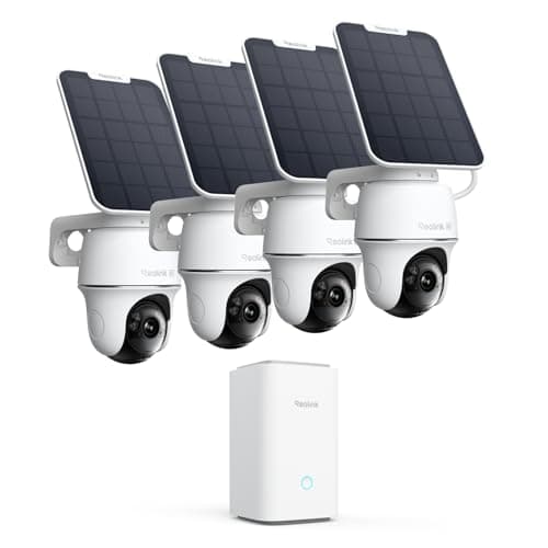 REOLINK 4K Solar Security Camera Outdoor, Encrypted Local Storage Camera System, 360° Pan Tilt, Smart Detection, No Monthly Fee, Home Hub with 4X PT Ultra + Solar Panel