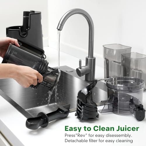 Cold Press Juicer, Juicer Machines with 5.4" Wide Feed Chute for Juice Extractor, Professional Slow Masticating Juicer for Whole Vegetables & Fruits with High Juice Yield, Easy to Clean (Black) 9