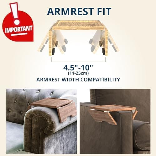 Couch Arm Table Tray with Phone & Tablet Holder – Golden Brown | Premium Clip-On Sofa Arm Tray for Snacks, Drinks, Remotes, and More – Perfect Sofa Side Table for Living Room Comfort 6