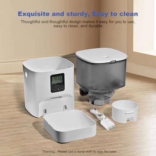 Automatic Cat Feeder, 4L Cat Food Dispenser with 10s Voice Recorder, Pet Feeder up to 8 Meals per Day, Timed Dog Feeder with Dry Food Sealed Ring 5