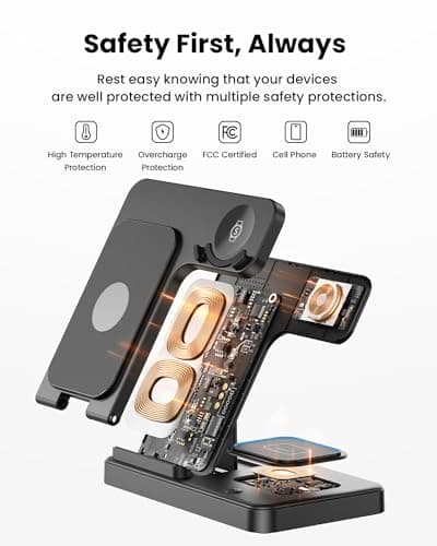 GEEKERA Wireless Charger for Samsung, 3 in 1 Foldable Wireless Charging Station for Samsung Galaxy S24 Ultra Plus S23 S22 S21 S20, Z Flip/Fold 5 4 3, Watch 6 5 4 3 Active, Buds 2 Pro/Live, Android 5