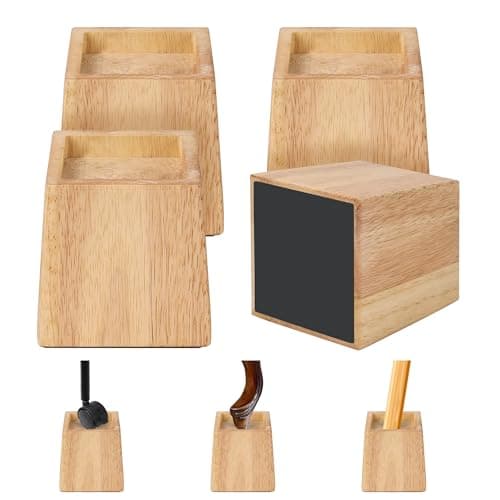 Alpeir Wood Bed Risers Heavy Duty, Support Loading 2200lbs, 4 Pack Furniture Riser Leg Height Extenders Lifts for Dorm Sofa Couch Desk Chair Table, Original, 3.5" H(Inner 3" H)