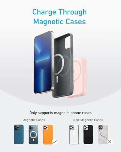 Anker 321 MagGo Battery (PowerCore Magnetic 5K), 5,000mAh Magnetic Wireless Portable Charger, Compatible with iPhone 15/15 Plus/15 Pro/15 Pro Max, iPhone 14/13/12 Series（Pink） 8