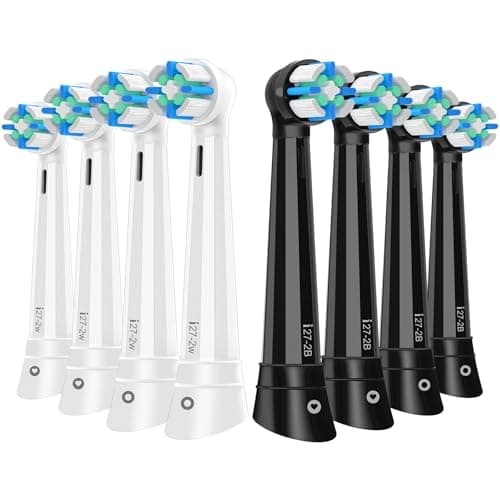 IO Replacement Heads Compatible with Oral B iO 2/3/4/5/6/7/8/9/10 Series Electric Toothbrush, Medium Bristles Brush Heads Compatible with Oral B, Deep Clean and Sensitive Care, 8 Pack Black/White