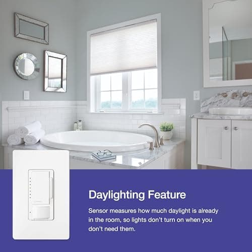 Lutron Maestro LED+ Motion Sensor/Dimmer Switch | 150W LED | Single Pole/Multi-Location | MSCL-OP153M-SW | Snow 7