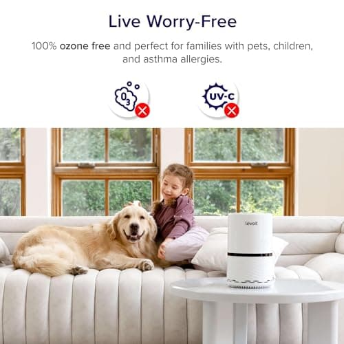 LEVOIT Air Purifier for Home, AHAM Verifide, High-Efficiency Filter for Smoke, Dust, Pollen, and Odors in Bedroom, Office, or Nursery, Optional Night Light, Quiet Operation, LV-H132, White 5