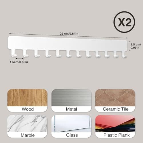 Bussdis Necklace Holder - Hanging Jewelry Organizer, Self-Adhesive, Wall Mount, 2 Pack, White 5