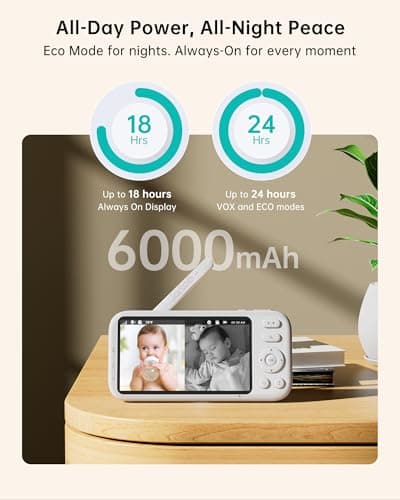 Jartoo 2K Video Baby Monitor with Camera and Audio, 1860ft Long Range Baby Monitor No WiFi 5.5" FHD Screen ANC Baby Camera Wireless, Feeding Clock, Night Vision, 2-Way Talk, AI Cry Detect, 6000mAh 7