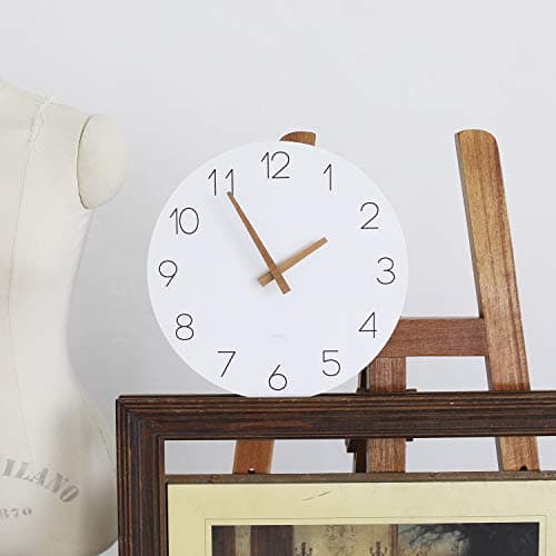 mooas Flatwood Wall Clock, Analog Wall Clock, Silent Non-Ticking 12 inch Modern Wall Clocks Battery Operated for Office, Home, Bathroom, Kitchen, Bedroom, School, Living Room 9