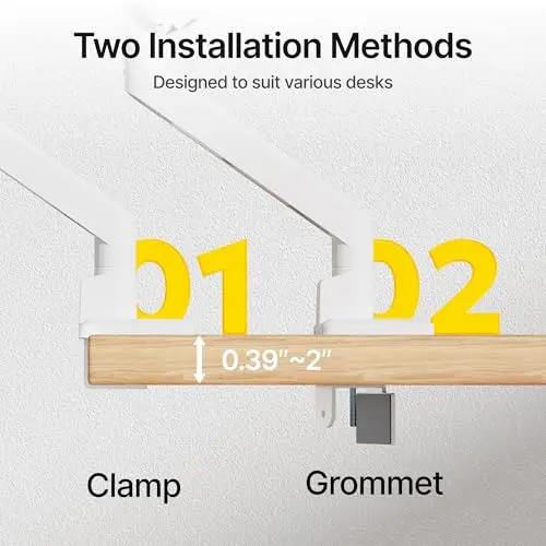 monTEK Single Monitor Arm for Max 45 Inch Ultrawide Screens Adjustable Monitor Desk Mount Holds 35 Lbs Cable Management with C Clamp/Grommet Desk Mount, VESA 75/100mm 6