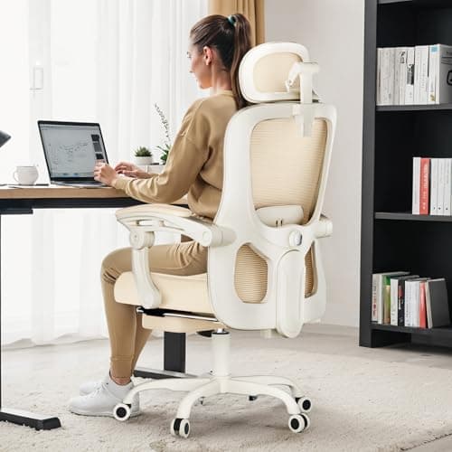 GTRACING Ergonomic High-Back Office Chair with Strong Adjustable Lumbar Support Breathable Mesh Gaming Chair with Wide Seat Footrest Sturdy Computer Desk Chair with SGS Certified Class 3 Gas Cylinder