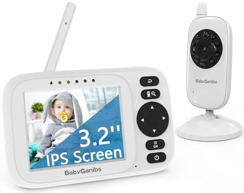 Baby Ganibs Baby Monitor with Camera and Audio, 3.2'' IPS Portable Baby Monitor No WiFi with 1000ft Long Range, Remote Pan-Tilt Video Baby Monitor, Infrared Night Vision, ECO Mode, Powerful Battery