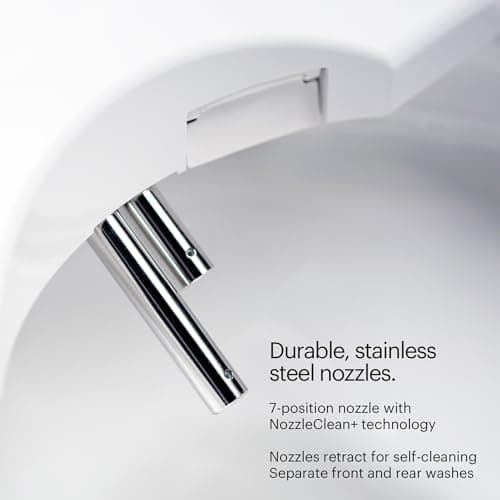 Brondell Bidet Toilet Seat S1400, Smart Toilet Seat, Dual Stainless-Steel, Self-Cleaning Nozzle With Clean Plus Technology, Endless Warm Water Bidet, Warm Air Dryer-Nightlight, Heated Seat, Elongated 9