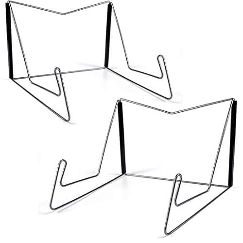2Pcs Fold-n-Stow Book Stands, Metal Bookstand Music Book Easel Display Holder, Portable Reading Stand Book Holder, Book Bookrest for Hardcover Textbook I pad Cookbook Recipe