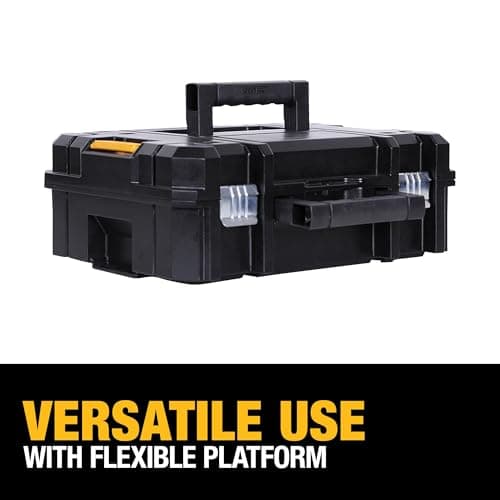 DEWALT TSTAK II Tool Box, Flat Top Tool Storage Case, Organizer Box Holds Up To 66 lbs, Flexible Platforms for Stacking, 13 Inch (DWST17807) 7