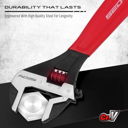 SEDY Adjustable Wrench Set Pipe Spanner: 6" 8" 10" Wide Jaw Black Oxide Wrench With Cushion Grip, Laser Marked Metric & SAE Scales, CR-V Steel for Professional 7