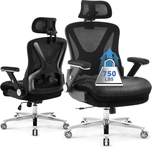 750lbs Ergonomic Office Chair,Upgrade Big and Tall Office Chairs for Heavy People,Mesh High Back Desk Chair with 5D Flip Arms Large Wheels,Adjustable Headrest & Lumbar Support,Wide Chairs