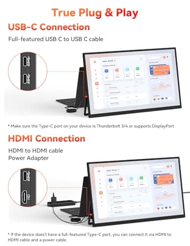 HotYeah Portable Monitor, 18.5" 1080P 100Hz 125% sRGB Laptop Monitor USB-C HDMI External Computer Display HDR FreeSync w/Kickstand & Speaker, 2nd Screen for Laptop PC Mac Phone Tablet Switch PS5 Xbox 9