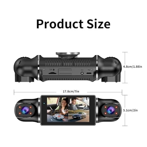 360° Dash Cam Front and Rear View 4 Channel Dash Camera FHD 2K+1080Px3 for Car, Inside/Back 170°+2x150°+170° Wide Angle, 8 IR Lamps Night Vision,WiFi,GPS, APP,G-Sensor with 64GB Card,24/7 Parking Mode 8