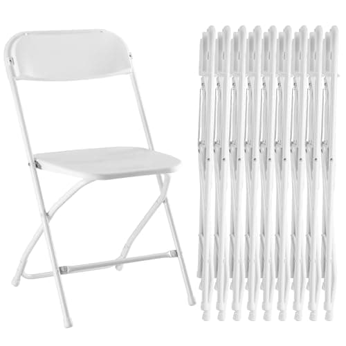 Sweetcrispy Folding Chair 10 Pack, Plastic Foldable Chairs with 330-Pound Capacity, Sturdy Metal Portable Chair, Easy to Use and Store, Outdoor and Indoor, for Home, Office, Party, Comfy, White