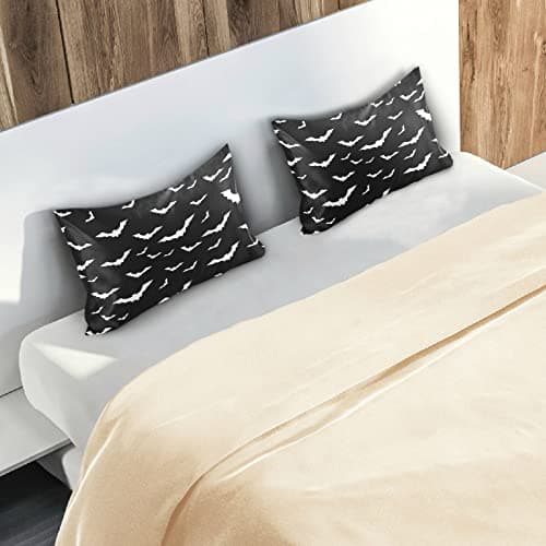 Dalzium Satin Pillowcase for Hair and Skin, Halloween Bats Silk Pillowcase Soft and Cozy Body Pillow Covers, Standard Size Satin Pillow Cases with Envelope Closure(20x26 Inch), 1PC 6
