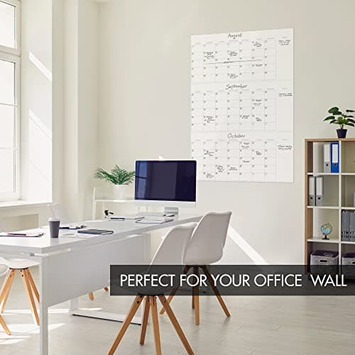 Beautiful Dry Erase Wall Calendar for 3 Month Planning – Easy To Erase 30" x 45" Calendar for White Boards - The Perfect 2024 Planning Tool and Visual Organizer For Your Office & Home Wall 3