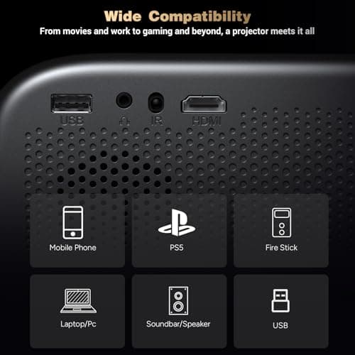 Projector with WiFi and Bluetooth: [Auto Focus/Keystone] - NICPOW Full HD 1080P 4K Supported Portable Bluetooth Projector for Gaming Devices and Phones - Ideal for Indoor Outdoor Use - Grey 8