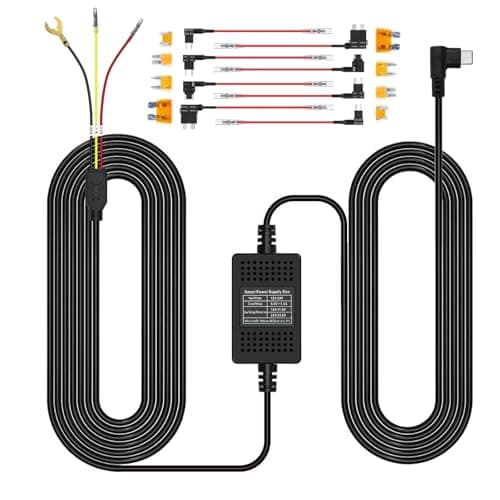 COOLCRAZY Hardwire Kit for N8/N7 Dash Cam,12ft Type CUSB,Input12V/24V,Output 5V/2.5A.Dash Cam Hardwire Kit with Add A Circuit Fuses