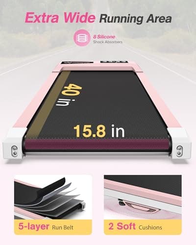 WELLFIT Walking Pad 330lb Capacity, 2.5HP Smart Under Desk Treadmill Work with KINOMAP Apple Health, 10% Incline Treadmill for Home Office Apartment, Lightweigh and Easy to Store 5