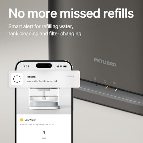 PETLIBRO Upgrade Cat Water Fountain Stainless Steel Tray, Dockstream 2 Cat Fountain Indoor, 3L/101oz Auto Cat Fountains for Drinking, App Monitoring Pet Water Fountain Dog, 5G WiFi Cat Water Dispenser 5