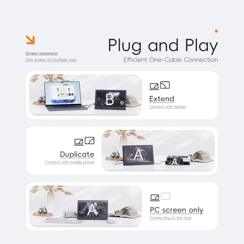 PONKLOIE Portable Monitor with Stand, 11.6" HDMI USB-C IPS External Monitor Small, Built-in Dual Speakers Gaming for Laptop PC, Black 5