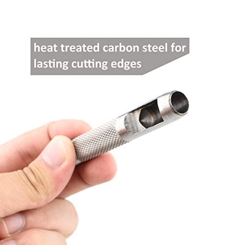 Spurtar 9 PCS Leather Hollow Round Hole Punch 3/32''-25/64'' Carbon Steel Heavy Duty Leather Hole Punch Set for Vinyl Gasket Watch Belt Canvas with Storage Bag 3