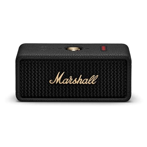 Marshall Emberton III Portable Bluetooth Speaker - Rugged Waterproof IP67 Design | Loud Stereo Sound, Deep Bass with 32+ Hr Playtime | Compact and Wireless for Travel and Outdoors - Black & Brass