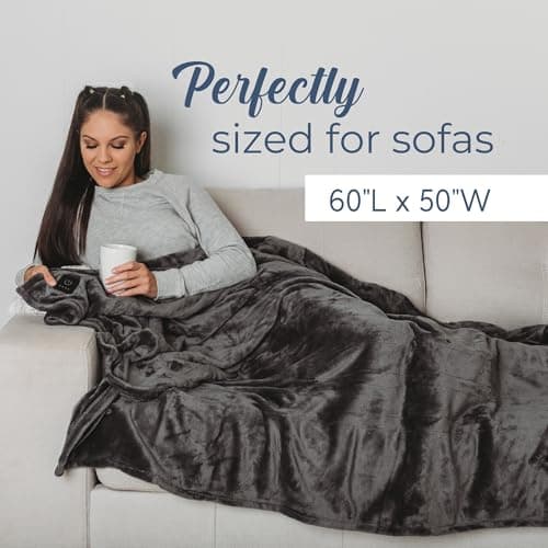 Dreamaker One-Touch Fleece Electric Heated Throw Blanket, 50x60 inches - Cozy, Machine Washable, with 4 Adjustable Heat Settings & Built-in Remote - Ultimate Comfort for Cold Nights - Gray 7