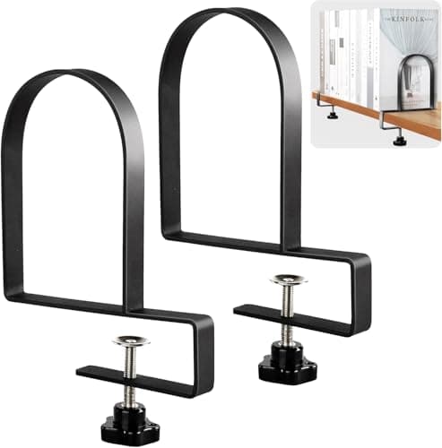 AJART Adjustable Book Ends for Shelves: Black Heavy Duty Bookends - Metal Clamp Book Organizer Storage Holders