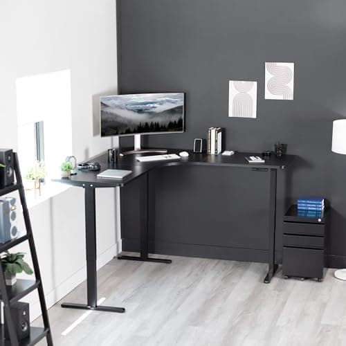 VIVO Electric Multi-Motor Height Adjustable Corner 3 Leg Standing Desk Frame, Sit Stand Ergonomic L Frame with Push Button Controller, Black, DESK-V123EB 9