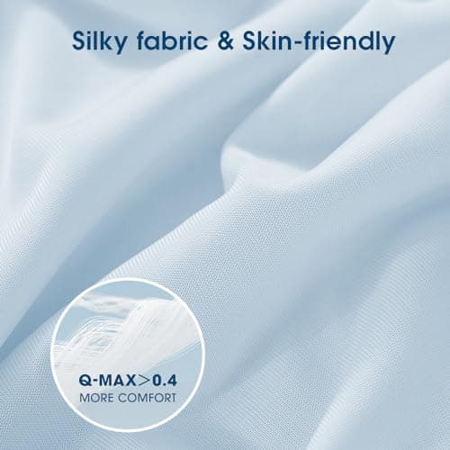 Cooling Comforter Twin/Twin XL Size Cool-Touch Design on Both Sides Soft Breathable Lightweight Blanket for Night Sweats Hot Sleeper(Blue 68" x90” 5