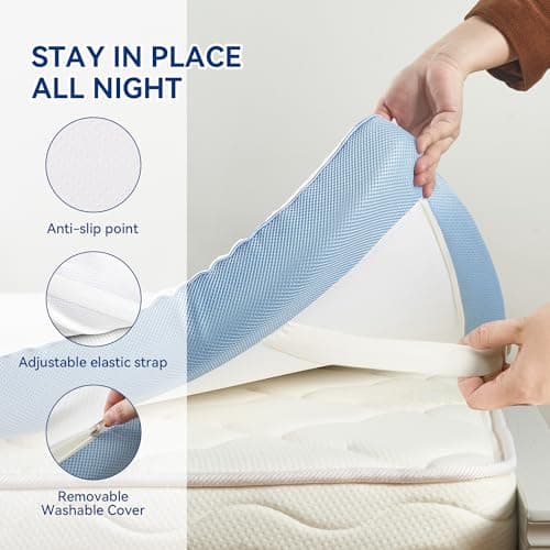 3 Inch Firm Mattress Topper Queen Size 60x80 Inch Extra Support, Gel-Infused High-Density Memory Foam Mattress Bed Topper for Pain Relief, CertiPUR-US Certified 5