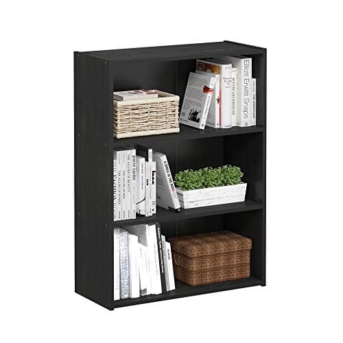 Furinno PASIR Book Shelf, 3-Tier Bookshelf, Storage Shelves Bookcase, 9.7 x 23.7 x 31.5, for Living Room, Bedroom, Home Office, Americano