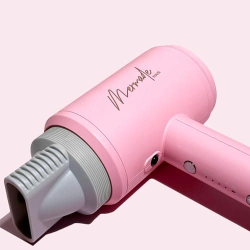 Mermade Hair Dryer - Blow Dryer, Hairdryer, Curly Hair Dryer, Professional Blowdryer for Fast Drying, Styling, Blowout, Compact & Portable, Works on All Hair Types - Pink (Pack of 1) 6