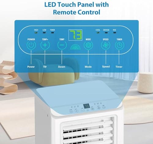 Portable AC Units for Rooms, 8,000 BTU Portable Air Conditioners Up to 350 Sq.Ft, 3-in-1 Indoor Air Conditioner with Dehumidifier, Cooling & Fan Mode, 24-Hour Timer, Sleep Mode, Remote Control, White 5