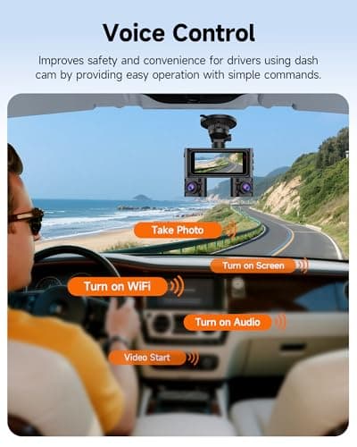 360° Dash Cam Front and Rear Inside, 4 Channel Dash Camera for Cars FHD 1080Px4, Built-in Wi-Fi, 3.16” IPS Screen, WDR Night Vision, Voice Control, Included 64GB Card, 24H Parking Mode 7
